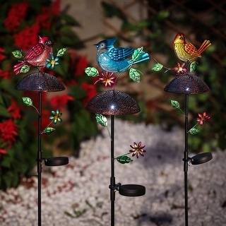 Multi-Color Bird Solar Light Garden Stakes (Set of 3)