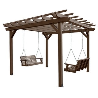 Highwood Bodhi 12-foot Square Pergola with 2 Weatherly 4-foot Swings