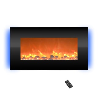 Electric Fireplace- Wall Mounted with 13 Backlight Colors, Adjustable Heat and Remote Control- 31 inch by Northwest (Black)