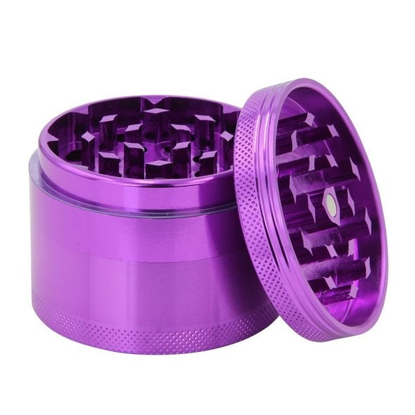 Large Aluminum Herb Grinder with Pollen Sifter & Bonus Scraper - 4pc Set