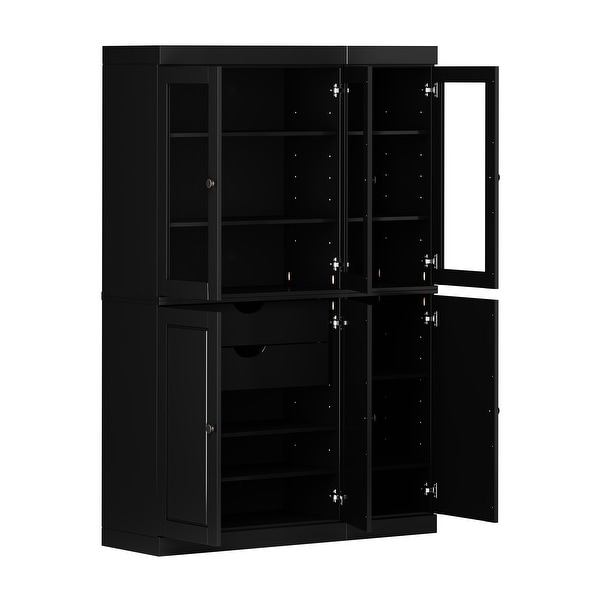 Palace Imports 100% Solid Wood Modular China with 2-Drawer Kit, Solid, and Glass Doors - 48.5" x 71.5"