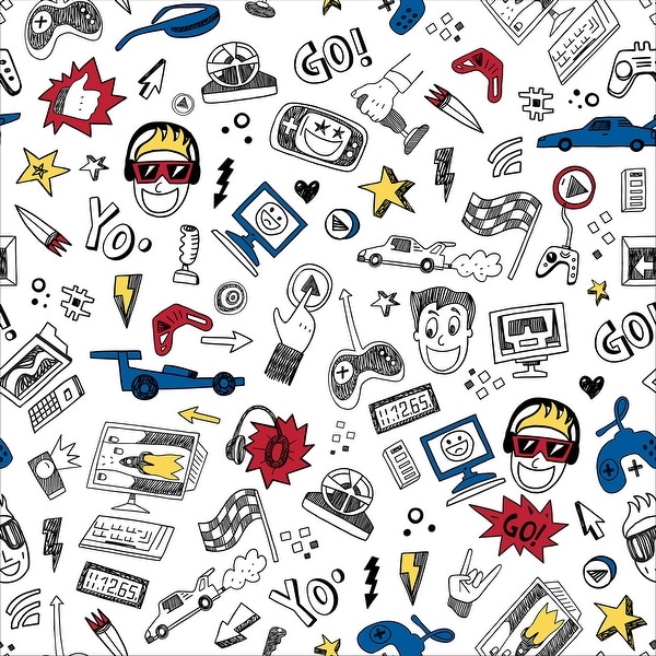 Printed Throw & Toy Set 2PC Gaming