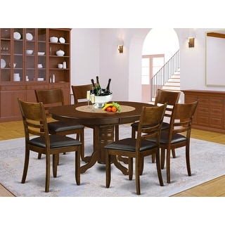 Kenley Espresso Asian Hardwood 7-piece Oval Dining Table Set- A Kitchen Table and 6 Dining Room Chairs (Seat Type Option)