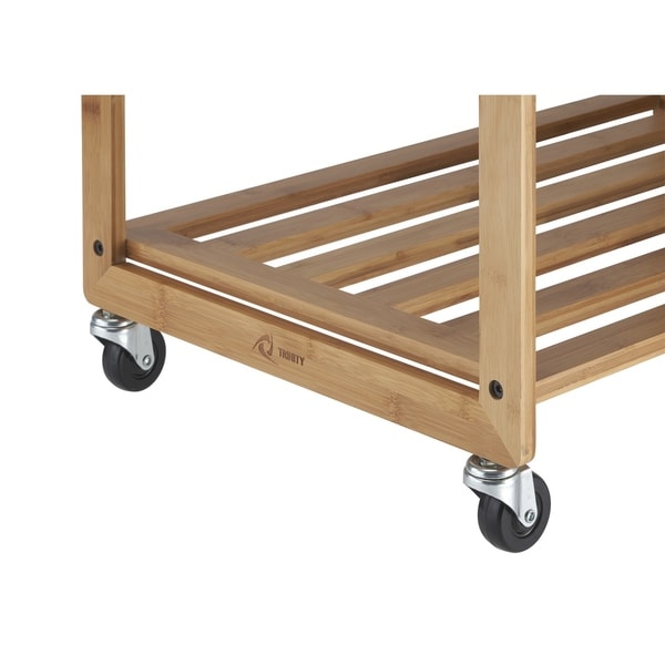 TRINITY EcoStorage 3-Bag Bamboo Laundry Cart - Bronze Poles