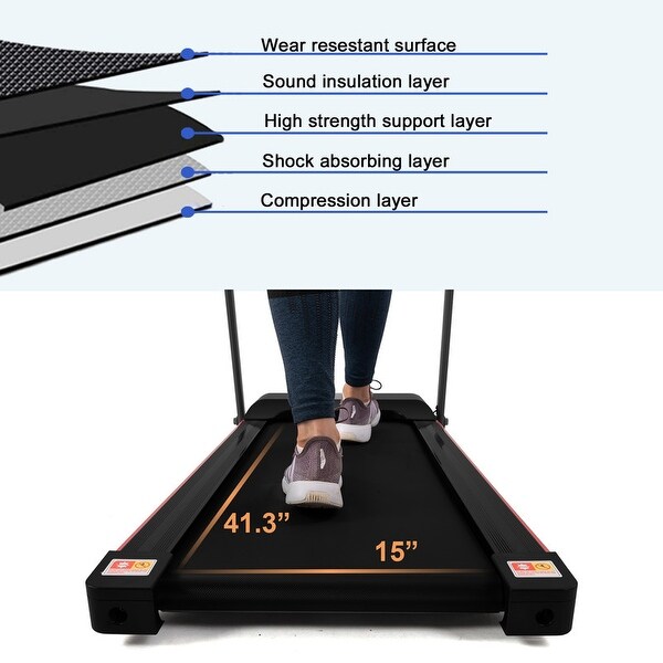 2.5Hp Compact Electric Treadmill for Running and Walking Foldable Portable Running Machine for Small Spaces Workout