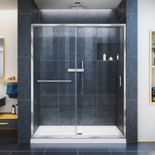 DreamLine Infinity-Z 30 in. D x 60 in. W x 74 3/4 in. H Sliding Shower Door and Shower Base Kit