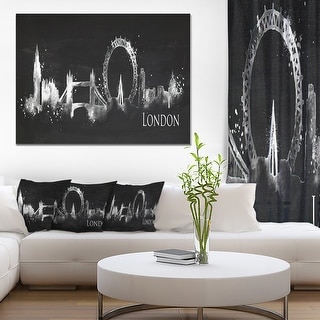London Dark Silhouette" Cityscape Canvas Print