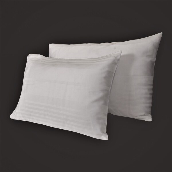 210 TC 100pct Cotton Sateen Striped White Sheet Set