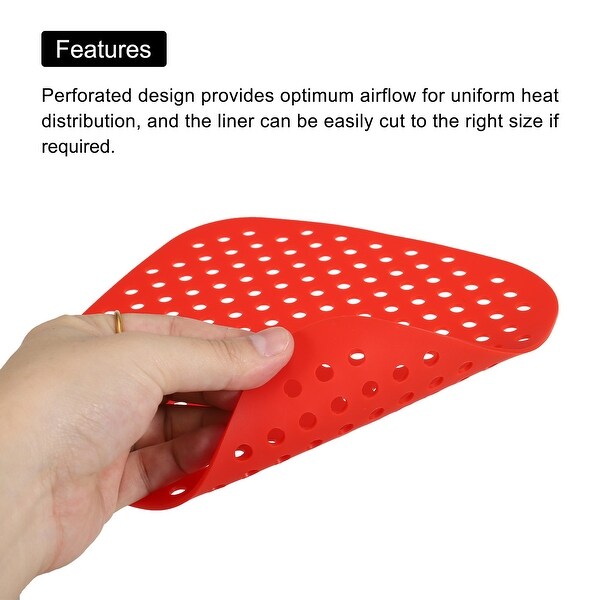Reusable Silicone Air Fryer Liners 7.5x7.5 Inch Red, Pack of 2 - Red