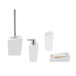 4-Piece Bathroom Accessories Set Spirella Yoshi Matte White Polyresin