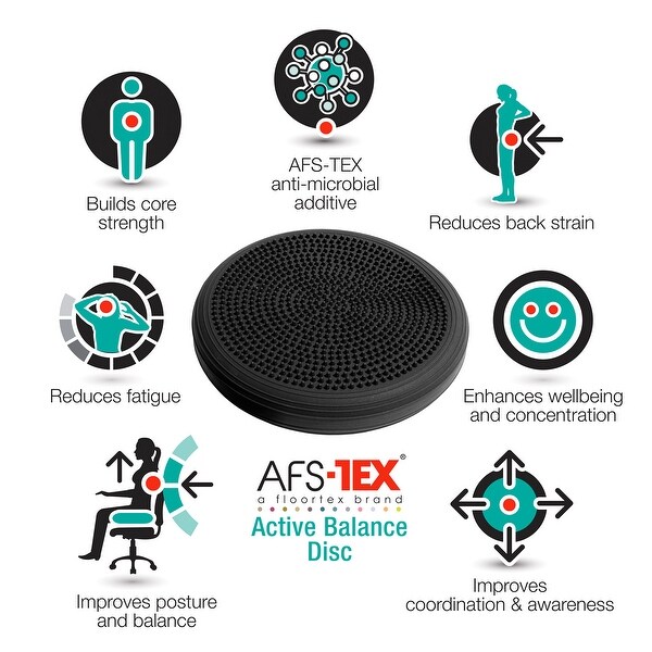 AFS-TEX Active Anti-Microbial Heavy Duty Home Exercise Wobble Cushion Balance Disc & Pump