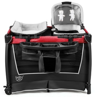 4-in-1 Convertible Portable Baby Play yard with Toys and Music Player - 40''x 29'' x 44'' (L x W x H)