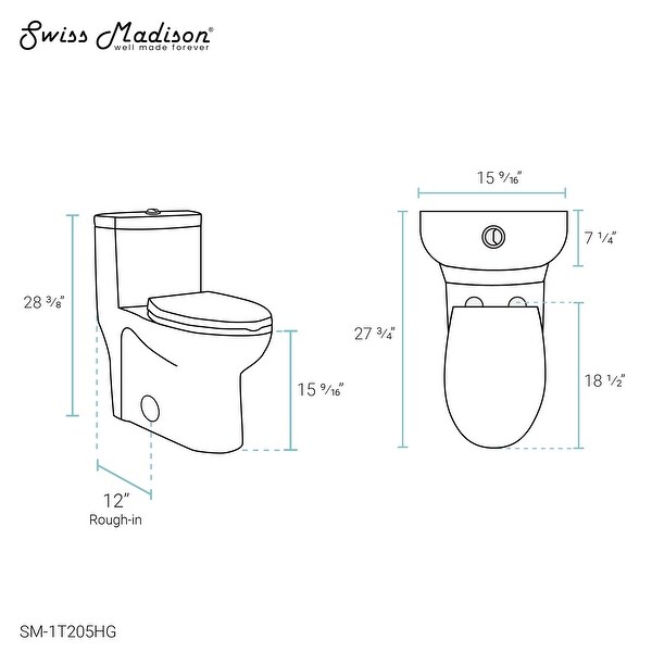 Swiss Madison Sublime One Piece Elongated Toilet Dual Flush 0.8/1.28 gpf