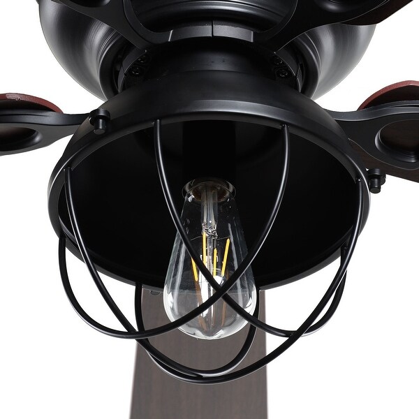 42-inch Wood 5-Blade Matte Black Flush Mount Ceiling Fan with Remote