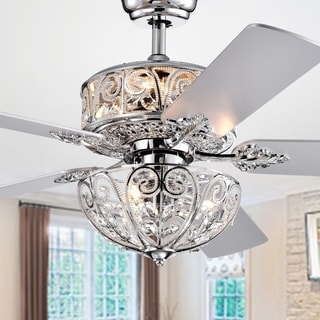 Hegasal Chrome Dual Lamp Crystal Lighted Chandelier - 52-inches Diameter
