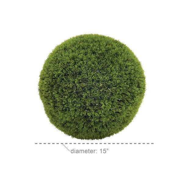 Green Vinyl Grass15-inch Decorative Ball - 15 x 15 x 15