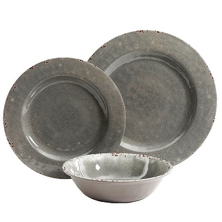 Luna 12 Piece Dinnerware Set in Grey Crackle Look Decal