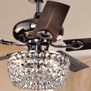 Angel 3-light Crystal Chandelier 5-blade Brown Ceiling Fan