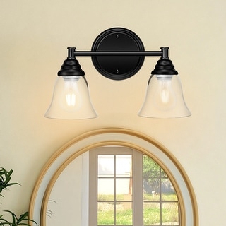 2-Light Farmhouse Bathroom Vanity Wall Lights Black