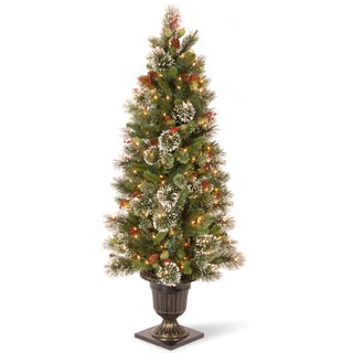 Artificial Wintry Pine 5-foot Entrance Tree with 100 Clear Lights