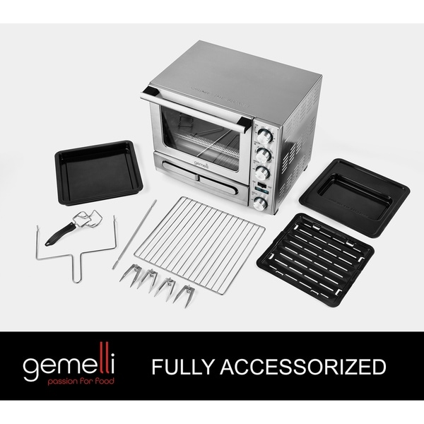 Gemelli Twin Oven, Convection Oven with Built-In Pizza Drawer and Rotisserie, Stainless Steel Finish