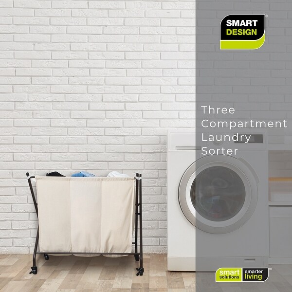Smart Design Premium 3 Compartment Laundry Sorter Hamper
