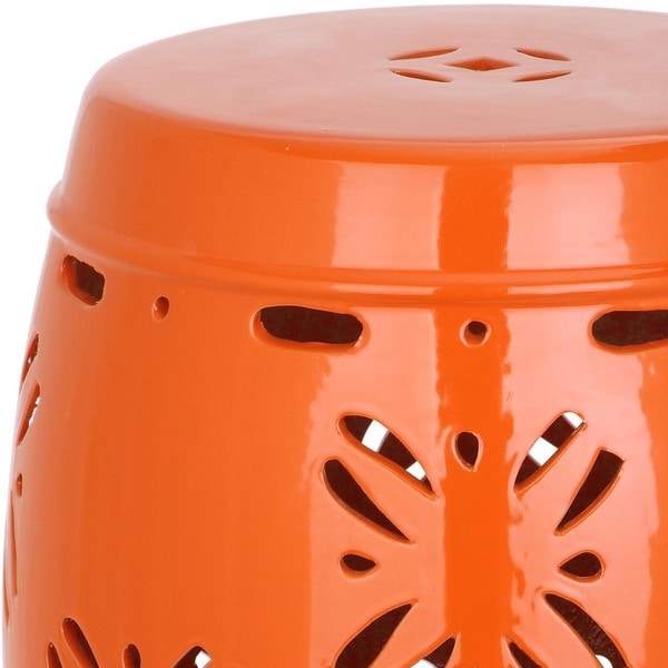 SAFAVIEH Sakura Orange Ceramic Decorative Garden Stool