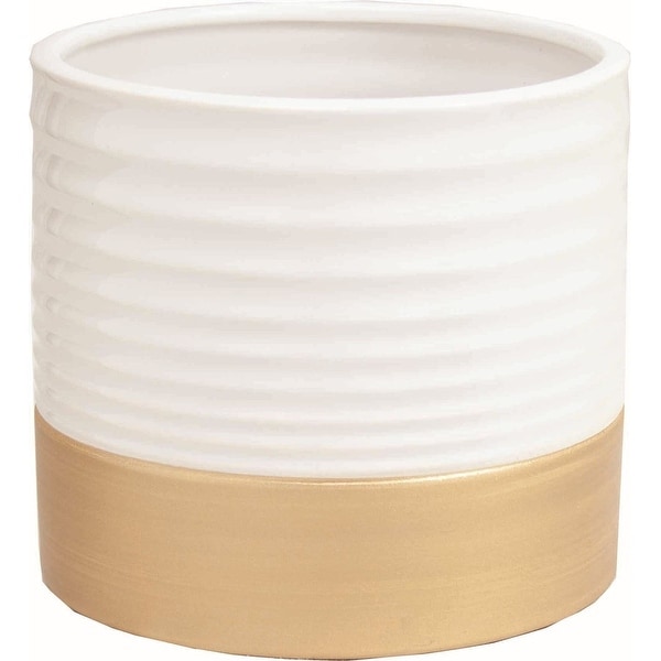 White With Gold Base Planter