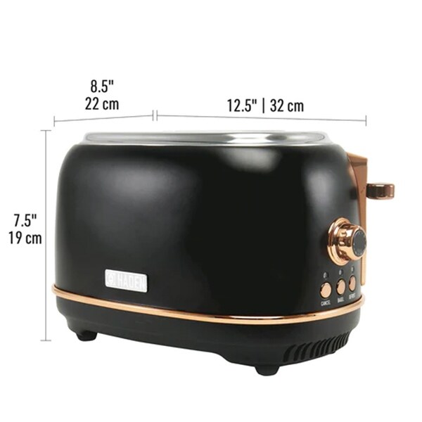 Haden Heritage 2 Slice Wide Slot Toaster with Removable Crumb Tray, Black/Copper - Black - 4.2