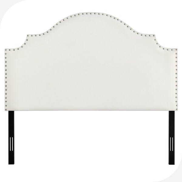 Crown Arched Velvet Upholstered Padded Wingback Queen Headboard