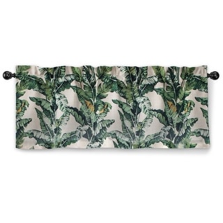 DriftAway Tropical Banana Leaves Botanical Pattern Lined Thermal Insulated Energy Saving Window Curtain Valance