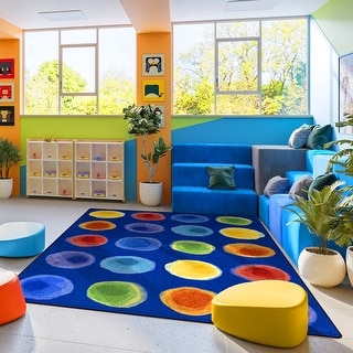 Watercolor Spots Rainbow Educational Nylon Area Rug