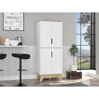 FM Furniture Zurich Double Kitchen Pantry, Double Door Cabinet, and Four Shelves