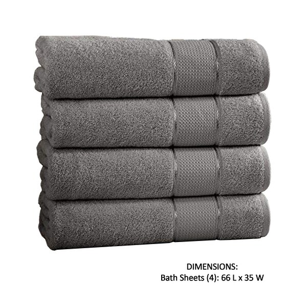 Bergamo 4 Piece Spun loft Bath Sheets with Twill Weave The Urban Port,Charcoal Gray