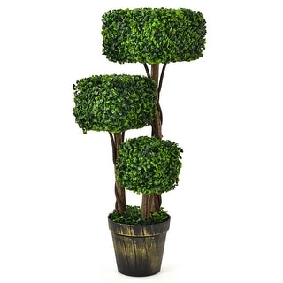 Costway 36'' Artificial Boxwood Topiary Tree UV Protected Indoor - See details