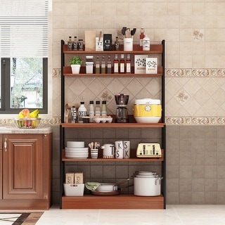 FAMAPY 5-Tier Walnut Kitchen Bakers Rack Utility Microwave Stand - 39.4"L