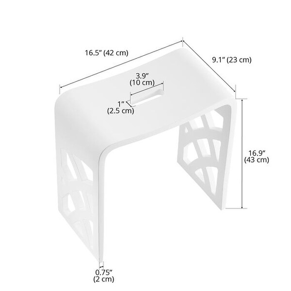 Ancona 17 in. Pure Acrylic Stone Bathroom Shower Bench in Matte White