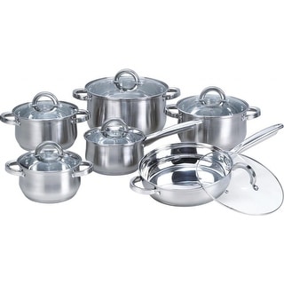 Heim Concept Silver 12-piece Stainless Steel Cookware Set w/Glass Lid
