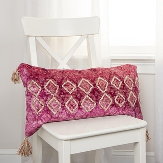 Rizzy Home Pink and Ivory Geometric Throw Pillow