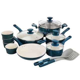 Spice by Tia Mowry Savory Saffron 16 Piece Cookware Set in Teal - 16pc