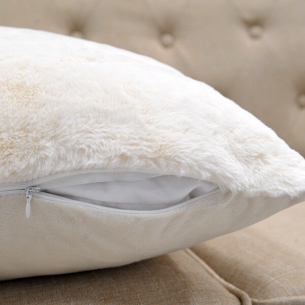 Decorative Solid Fauxfur Square Pillow Covers set of 2, NO INSERT