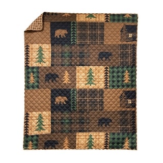 Donna Sharp Brown Bear Cabin Microfiber Throw Blanket