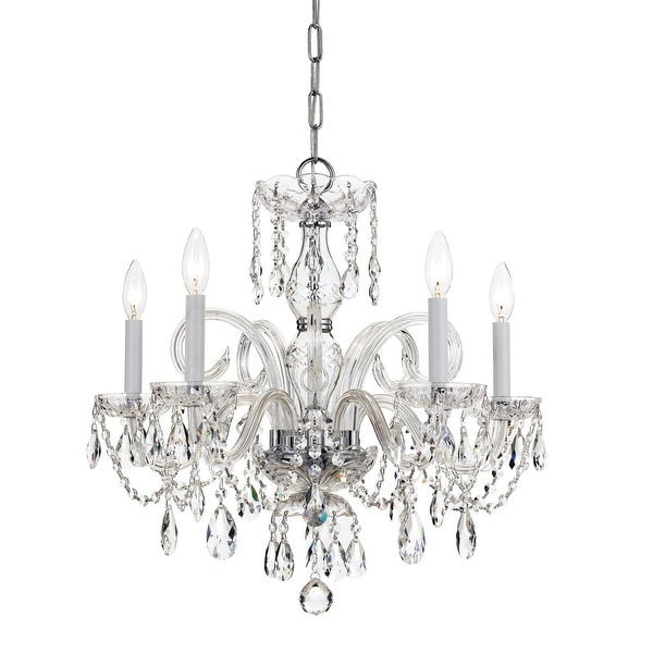 Traditional Crystal 5 Light Crystal Chrome Chandelier - 22'' W x 21'' H