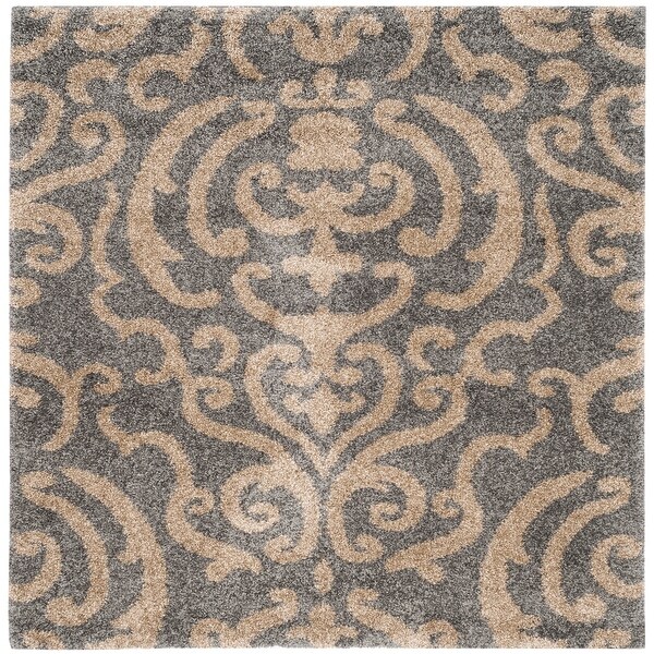 SAFAVIEH Florida Shag Honey Ornate Damask 1.2-inch Thick Rug