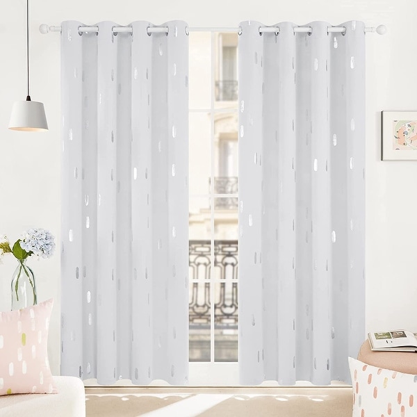 Deconovo Blackout Silver Dots Curtains(2 Panel)