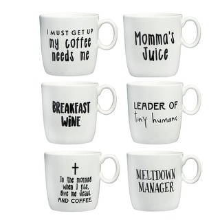 12 oz. Stoneware Mug with Saying, Set of 6 Styles