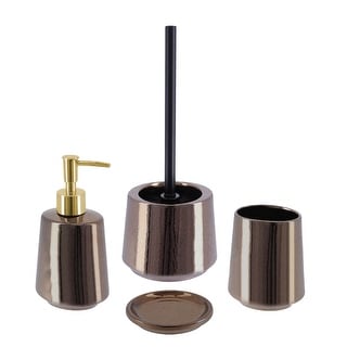 Bronze Porcelain Bathroom Accessory Set 4-Pieces Crackled Texture