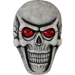 Haunted Hill Farm 2.5-ft. Skeleton Skull with Glowing Red Eyes, Battery Operated Halloween Decoration Covered Outdoor Display