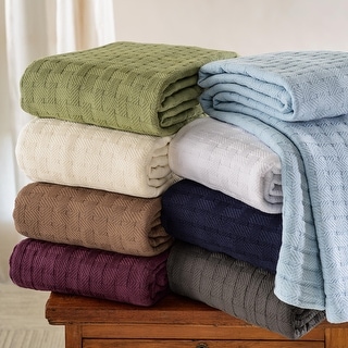 Basketweave All-Season Bedding Cotton Blanket by Superior