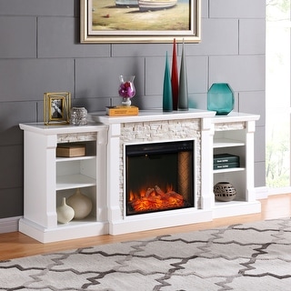SEI Furniture Gordon Alexa Enabled Fireplace with Bookcases